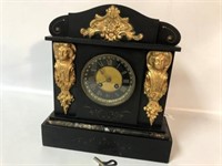 Japy Freres Slate/Marble Mantel Clock w/Gold