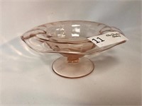 Pink Depression Glass Footed Bowl - 7.5" Dia