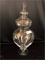 Large Glass Covered Urn - 21" Tall