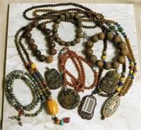 Beaded Wood and Stone Jewelry Selection.