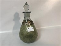 Crackle Glass Decanter - 10" Tall