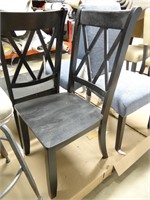 PAIR BLACK WOOD DINING CHAIRS
