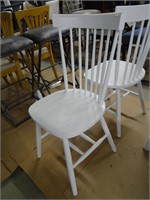 PAIR WHITE WOOD DINING CHAIRS