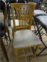 PAIR UPHOLSTERED WOOD DINING CHAIRS