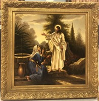 Early Religious Art on Canvas Signed Michael Jo