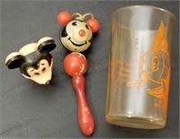 Early Mickey Mouse Rattle, Night Light & Glass
