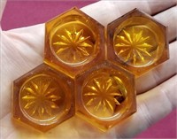 Set of 4 Amber Glass Salt Cellars