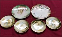 6 Beautiful Hand Painted Plates. 8.5" Largest