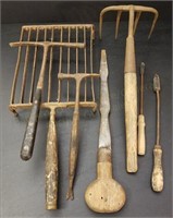Awesome Group of Primitive Wood & Iron Tools