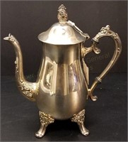 Silverplate Ornate Floral Footed Coffee Pot