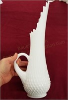 Fenton Hobnail Milk Glass Swung Pitcher Vase 17"