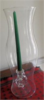 Glass candlesticks with hurricane shades
