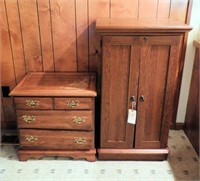 Cherry finish two door storage cabinet and