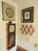 Contemporary country style wall clock, framed