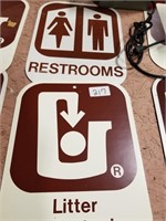Litter Receptacle & restroom signs