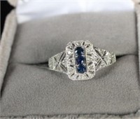 14KW .20 CT SAPPHIRE .20 CT DIAMOND RING