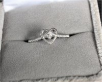 10KW HEART RING W/ DIAMOND ACCENT SIZE 6 1/2