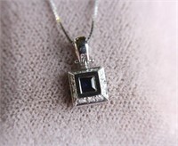 14K SAPPHIRE DIAMOND PENDANT IN WG