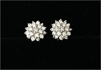 14KW W/SNOWFLAKE CLUSTER HOOD DIAMOND EARRINGS;