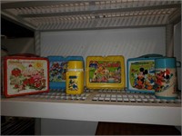 Old lunch boxes and thermos