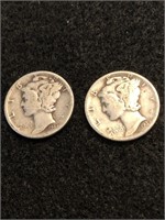 Lot of 2 Silver Mercury Dimes