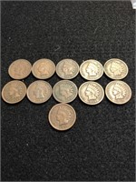 Lot of 11 Pre-1900 Indian Head Cents