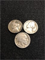 Lot of 3 Nickels - 1 Silver