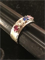 14Kt White Gold Ring Size 6 with Gems
