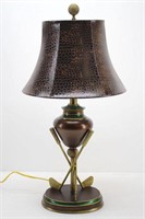 Golf Club Table Lamp with Faux Alligator Shade