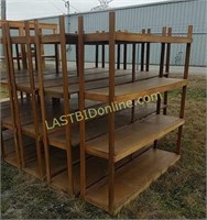 Three Wooden 4 tier shelf units