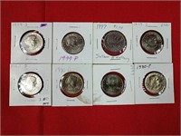 Eight Susan B. Anthony Dollar Coins