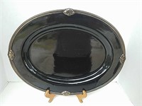 Large Black Oval Stoneware Platter