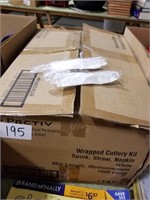 large box of Wrapped plastic cutlery kits