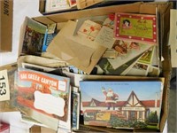Box full vintage postcards, all types - Santa