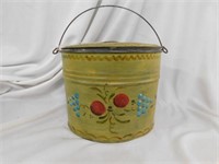 Hand painted tole ware bucket, 6"H