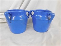 Two blue stoneware 3 handled jugs, 5.5"H