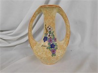 Matte glazed jug styled vase w/floral design,