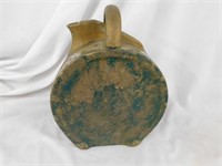 Round barrel? shape stoneware jug, 9"H