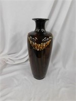 Peters & Reed tall brown glazed vase, as is, 15"H
