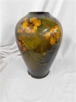 Brown glazed Rozane Ware Nasturtium vase, 12.5"H,