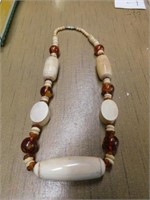 Chunky amber & bone 27" necklace