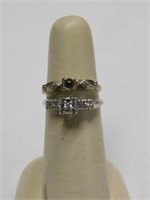 14K w.g. diamond engagement ring, 2 tiny diamonds