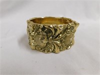 Whiting Davis gold tone cuff bracelet, 1.25" wide