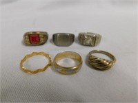 Six costume rings