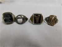 Three sterling men's rings - 1945 class ring, no