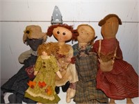 5 Primitive country dolls