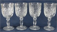 Libby Set of 4 Heavy Pressed Glass Crystal Goblets