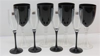 (8) Black & Clear Champagne & Wine Stemware