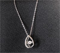 STERLING NECKLACE WITH SLIDE SET WITH CZs IN A