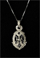 14K W 16IN CHAIN .43 CT TDW ART DECO DESIGN